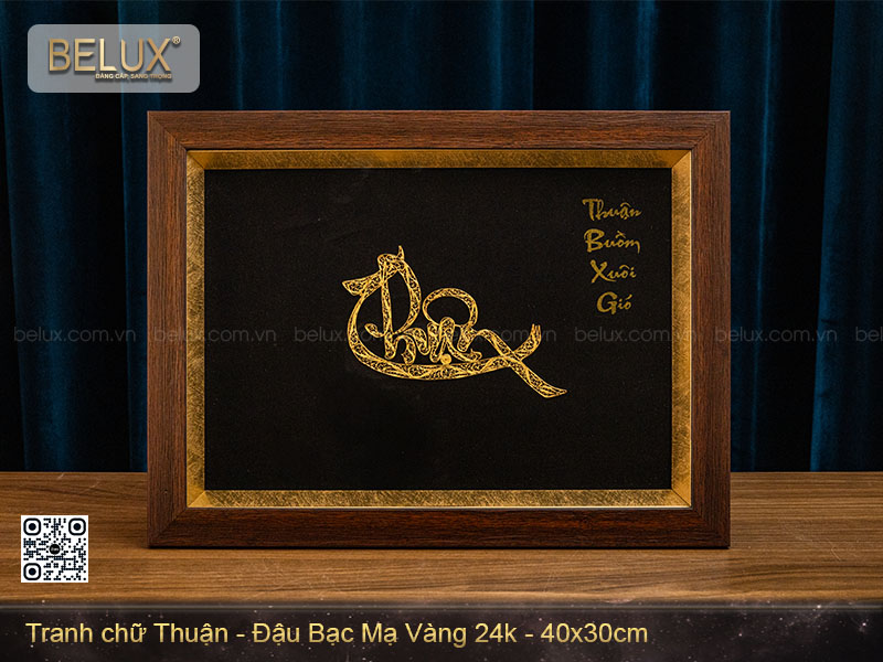 Tranh chữ Thuận - đậu bạc mạ vàng 24k&nbsp;